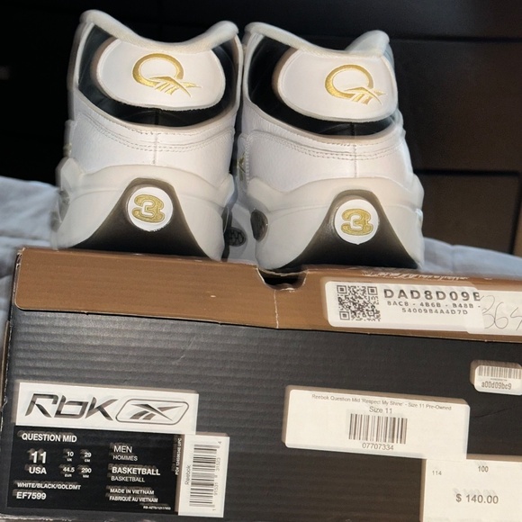 Reebok Question Mid Black & Gold Men's Size 11 US - Picture 3 of 10